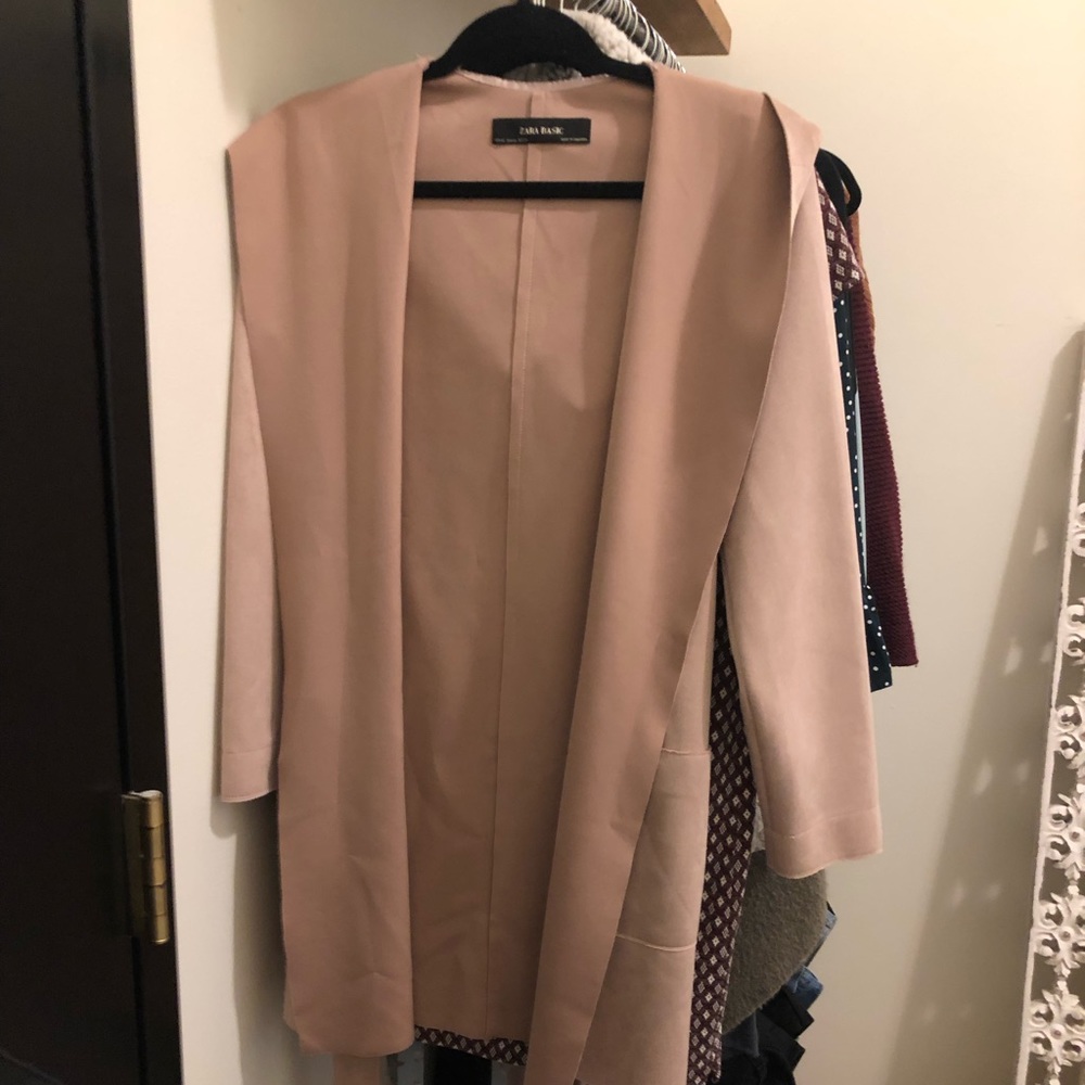 Zara Pink Faux Suede Coat XS - Picture 2 of 3